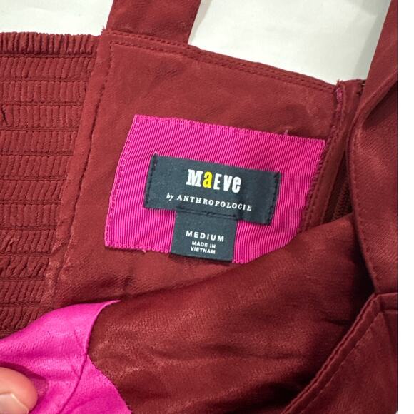 Maeve Womens Medium Sleeveless Seamed Slip Midi Dress Pink Wedding Guest Formal - Picture 7 of 11